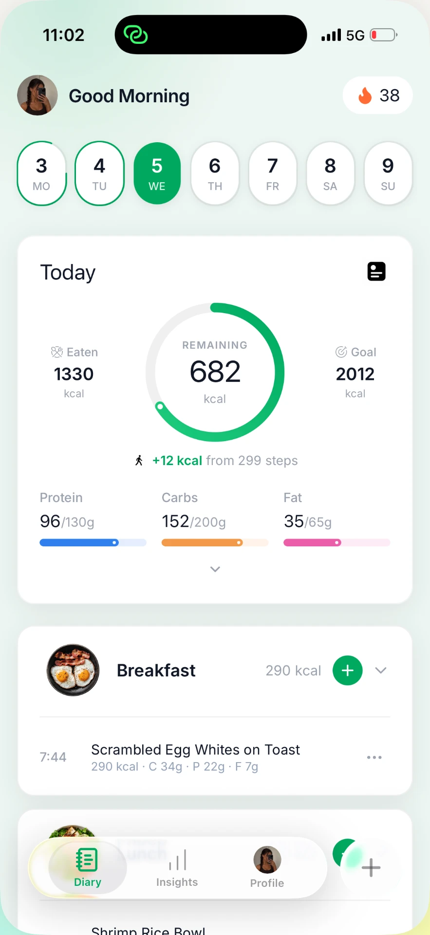 Meal saved in the Macroful diary